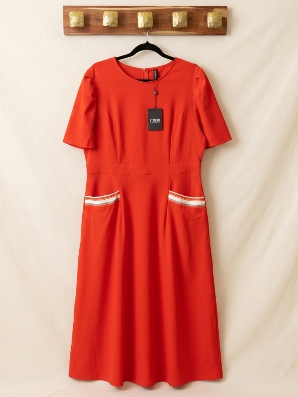 Orange-Red Barbiecore A-Line Dress NWT Retro Mod Office Siren Plus Size STYLEWE